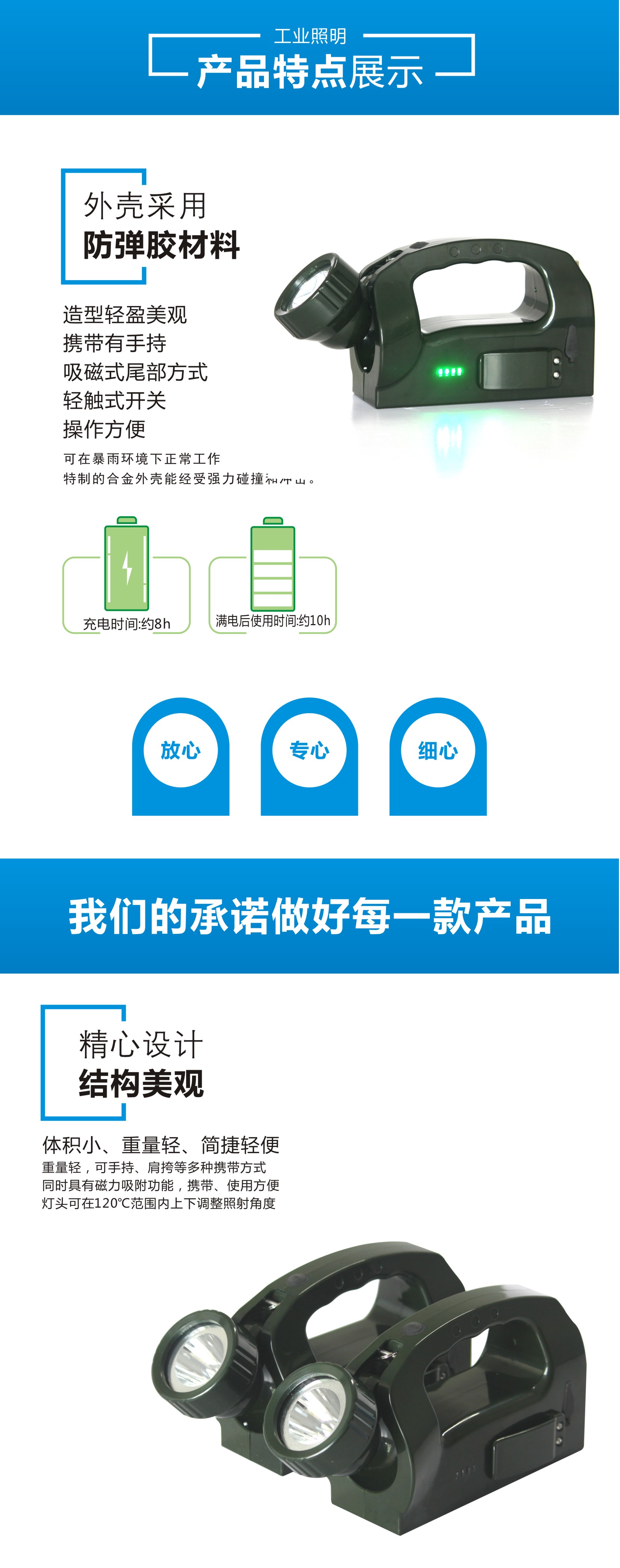 手摇充电巡视工作灯3w磁力吸附手提灯iw5510/ju